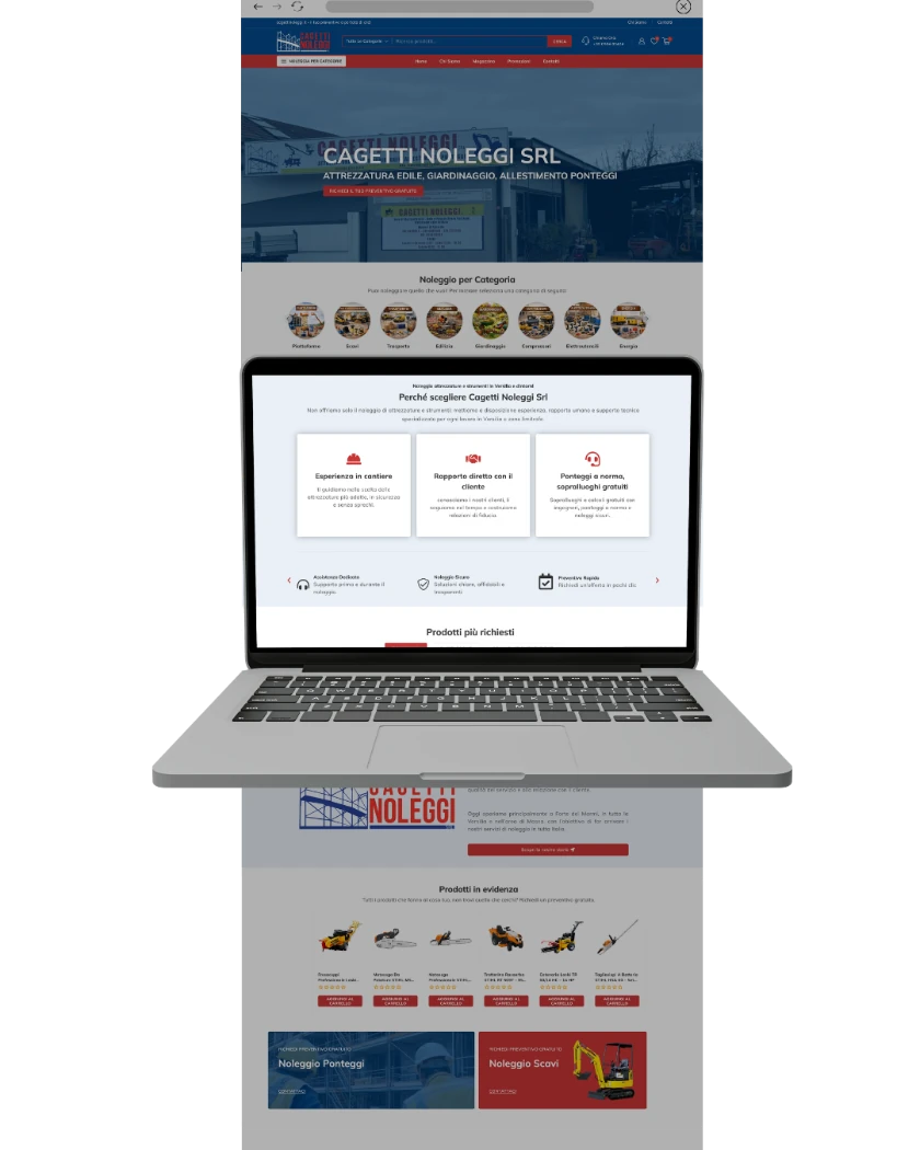 Sito web di Cagetti Noleggi